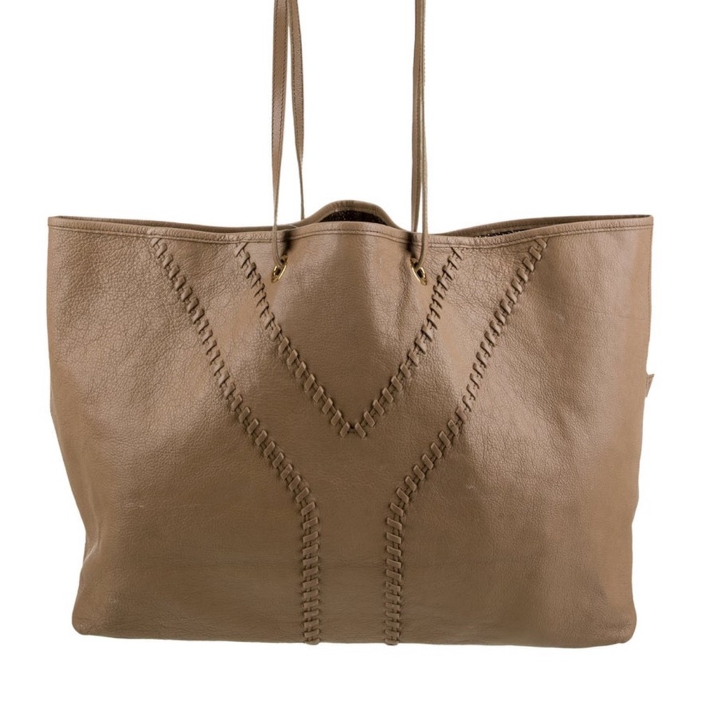 Yves Saint Laurent Tan Leather Tote with Y-Stitching